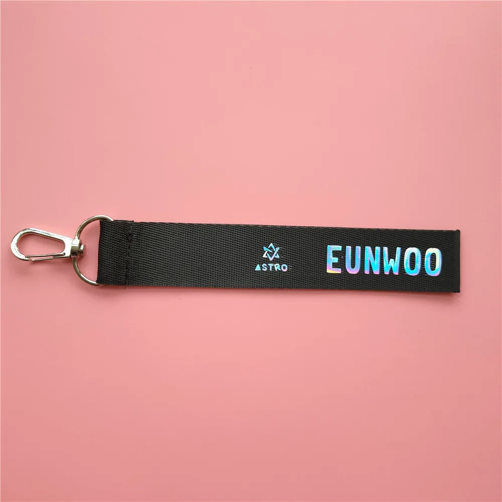 ASTRO Laser Reflective Colorful Name Bar Phone Rope Keychian EUNWOO MOONBIN Pendant Pendant Accessories For Fan Gift Collectible