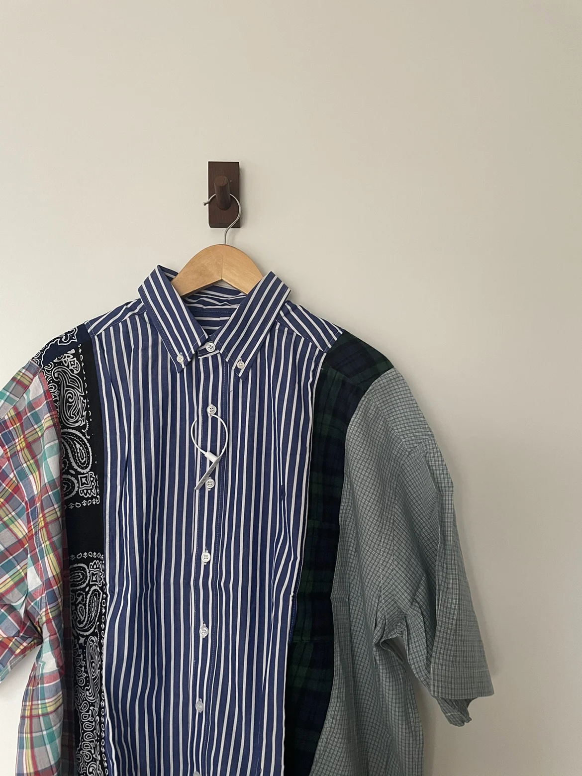 

Van Gogh Original Non-Layette Striped Plaid Patchwork irt Vintage Loose Oversize Cotton Blend Long Sve Casual irt