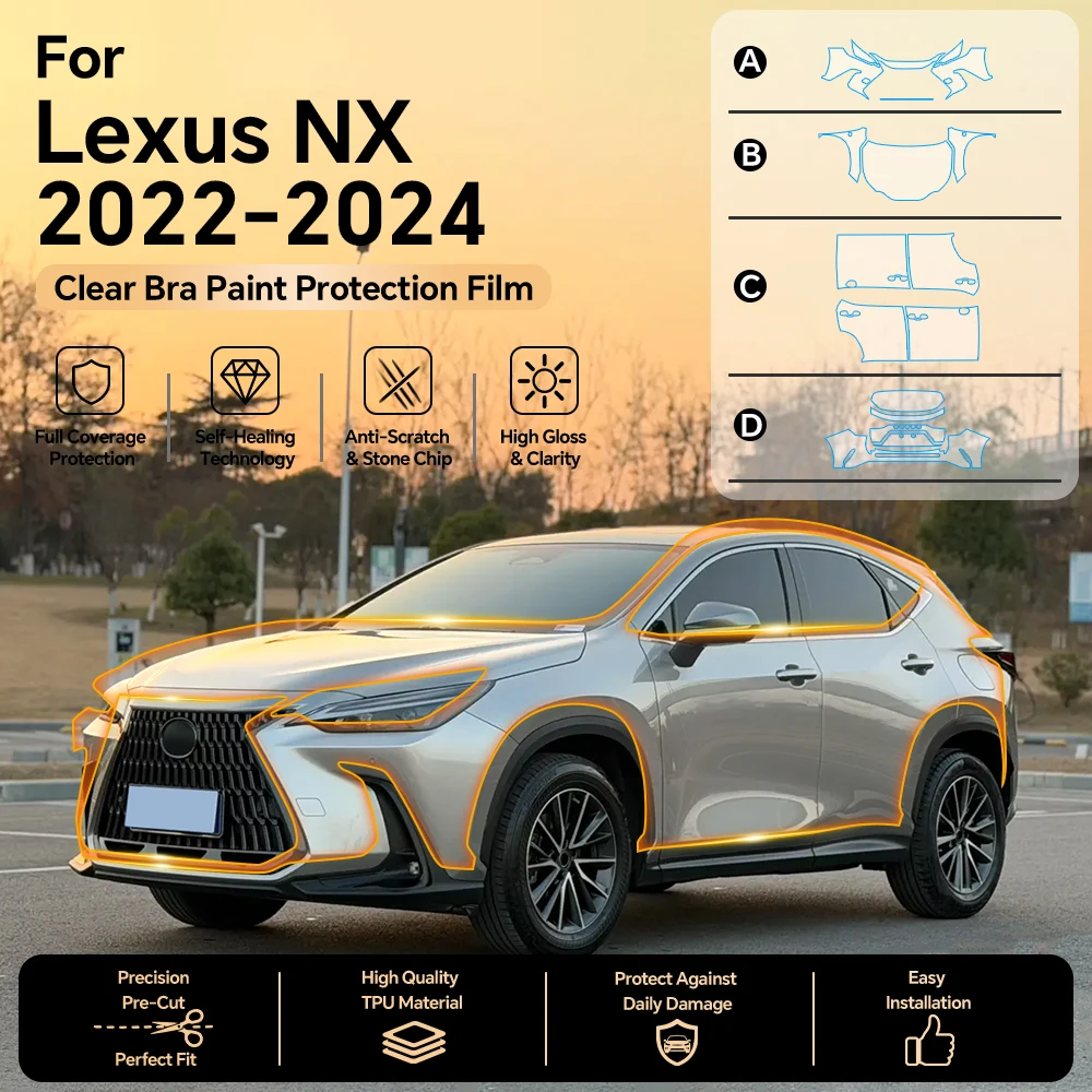 TPU Clear Bra Kit Decal Pre Cut PPF Scratch Car Paint Protection Film for Lexus NX 250 350 350H 450H 2022 2023 2024