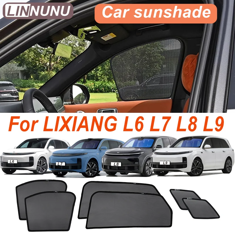 

Linnunu для Lixiang L6 L7 L8 L9 Магнитный автомобильный солнцезащитный козырек для бокового окна, сетчатая штора, летняя солнцезащитная козырек, аксессуары для защиты от ультрафиолета