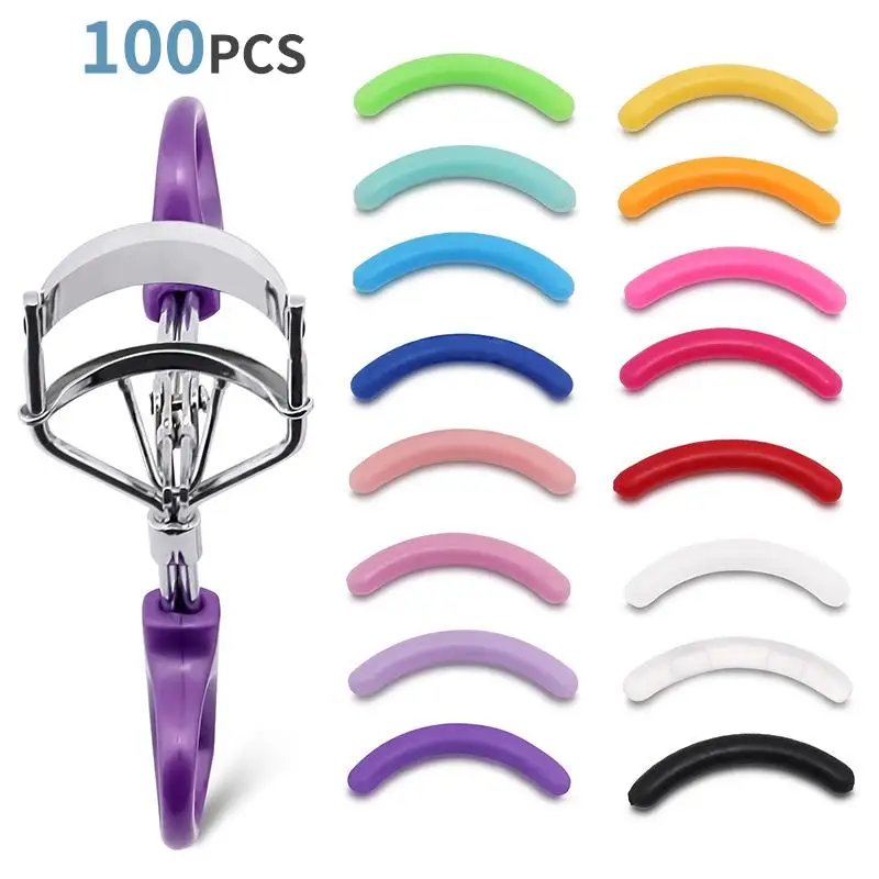 100PCS Eyelash Curler Replacement Tool Hypoallergenic Silicone/Rubber Pads Universal Salon-Grade Anti-Slip Design 100+ Uses