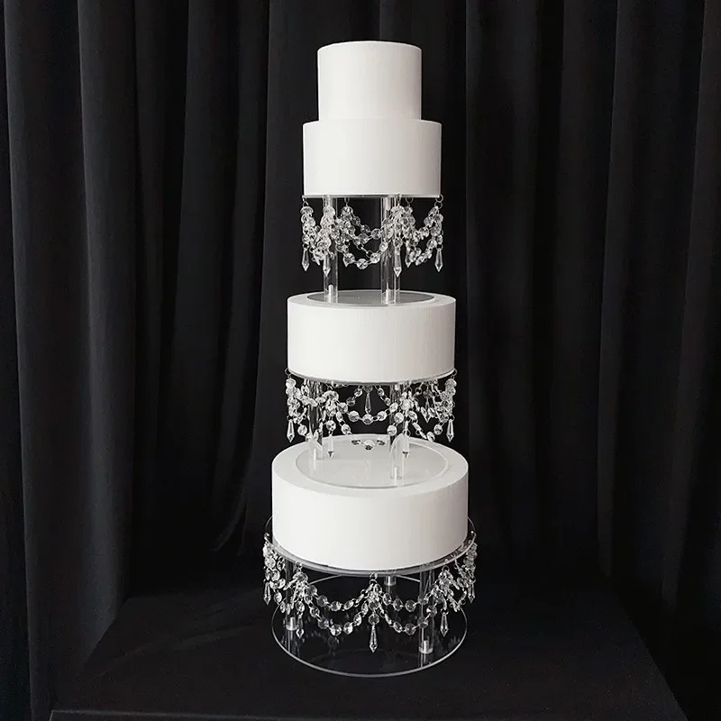 Spot 2025 new crystal acrylic cake stand romantic wedding transparent cake dessert table decorative ornament