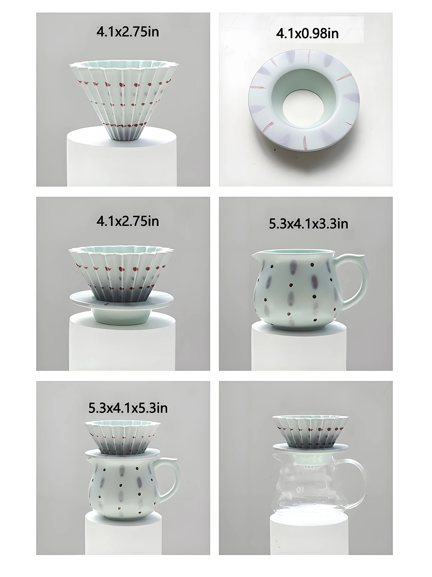 Ceramic Small Pour Over Coffee Maker,13.5oz/400ml Single Cup Simply Good Coffee Brewer,V60 Drip Coffee Maker Set for Home Café - view 5
