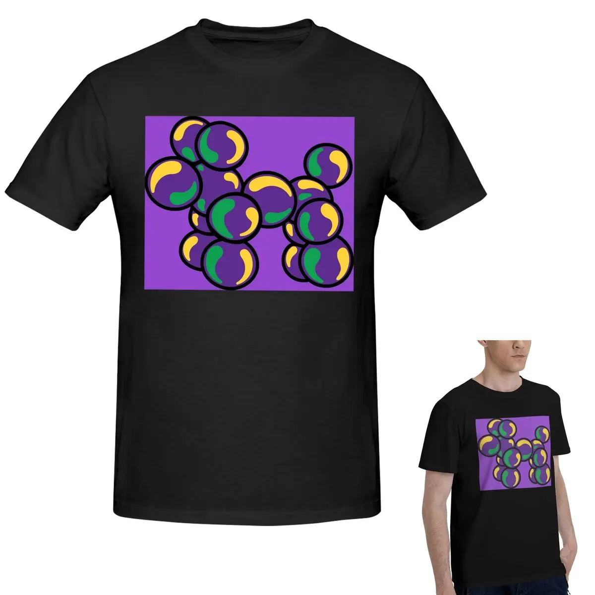 

Футболка из 100% хлопка с изображением собаки Марди Гра и бусины, мужская модная футболка большого размера, мужские летние рубашки с круглым вырезом, топы S-6XL