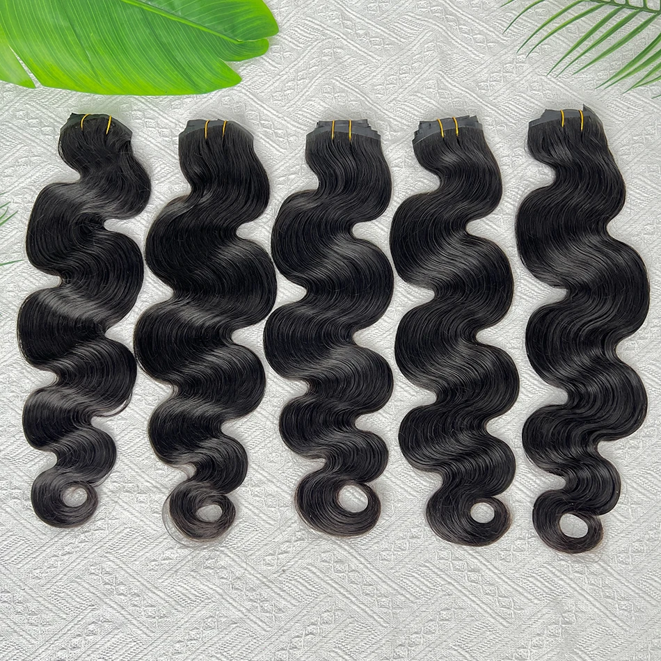 وصلات شعر بشري بمشبك مموج 100 جرام 7 قطع/مجموعة # 1B مشابك لحمة من البولي يوريثان بدون خياطة باللون الأسود الطبيعي في الشعر الفيتنامي #6