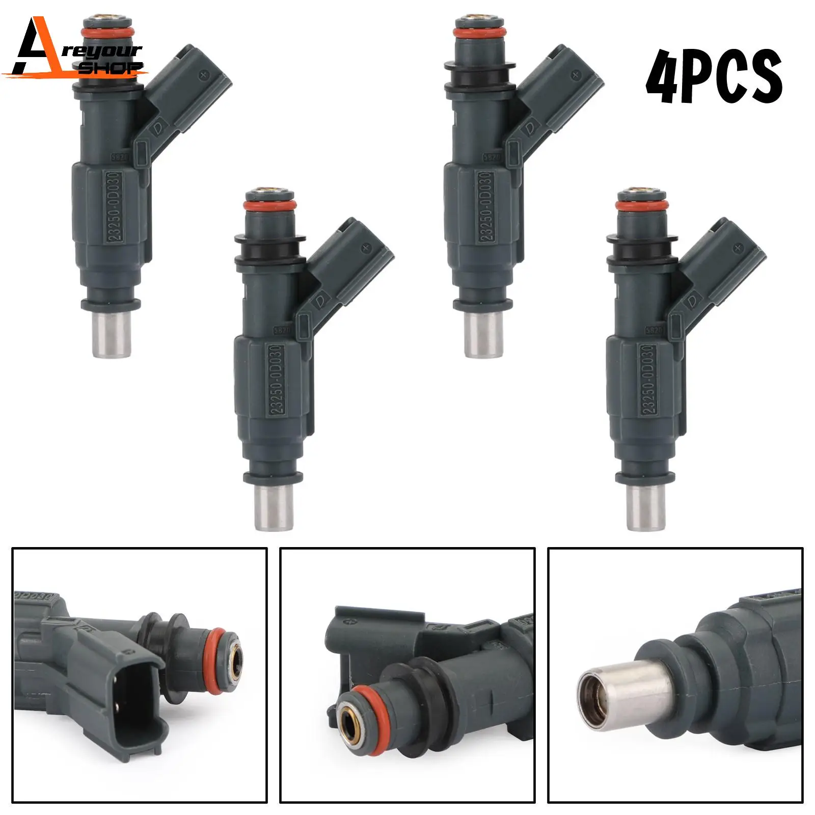 

Areyourshop 4 Pcs Fuel Injectors Fit For COROLLA SED/WG VERSO ALTIS 23250-0D020, 0280155936 Car Accessories Parts