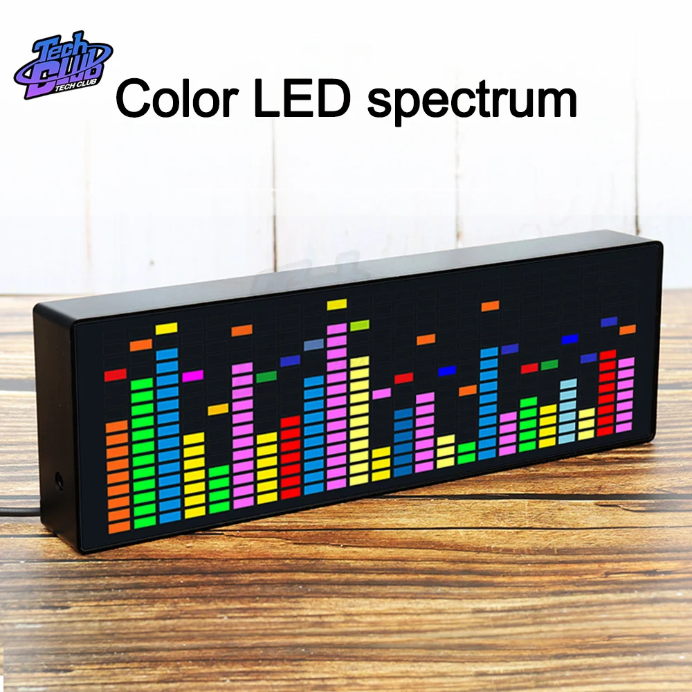 LED Music Spectrum Rhythm Display RGB Light Clock Voice Car Audio Level Indicator VU Meter Atmosphere Lamp