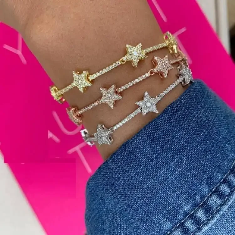 2026 New Fashion Classic Women Jewelry Geometric Micro Paved CZ Bar Star Charm Choker Necklace