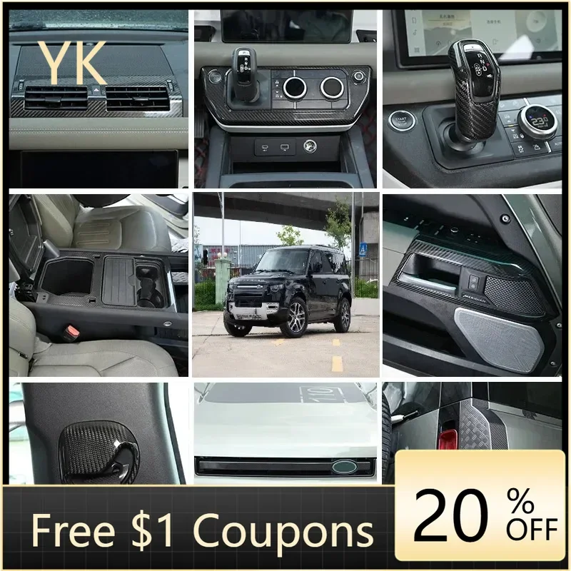 

For Land Rover Defender 90 110 130 2020-24 Real Carbon Fiber Car Center Console Air Outlet Frame Decorative Kit Car Accessories