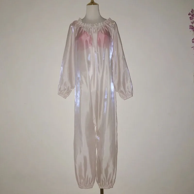 Tuta Unisex Lucida Effetto Ondulato, Morbida e Traspirante, Stile Casual per Casa, Comoda e Sensuale