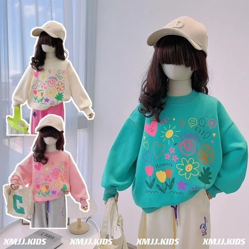 Neonate felpe bambini fiore felpe moda top Pullover 2024 primavera autunno abbigliamento per bambini stile coreano