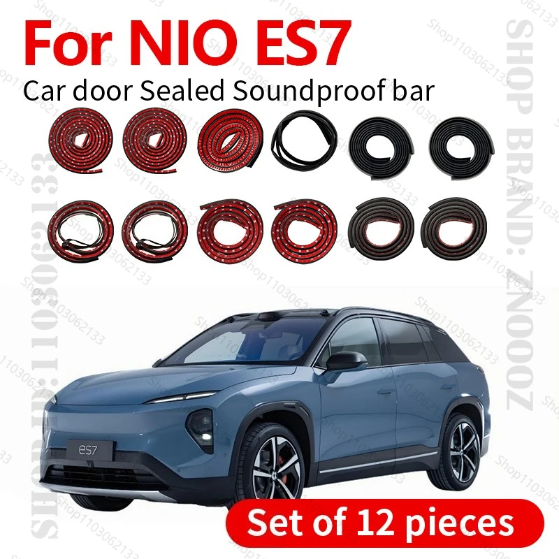 

Для 2022-2025 NIO ES7 уплотнительная лента для двери автомобиля, резиновая двухслойная уплотнительная лента, звукоизоляционная лента, пылезащитная уплотнительная лента, набор из 12 шт.