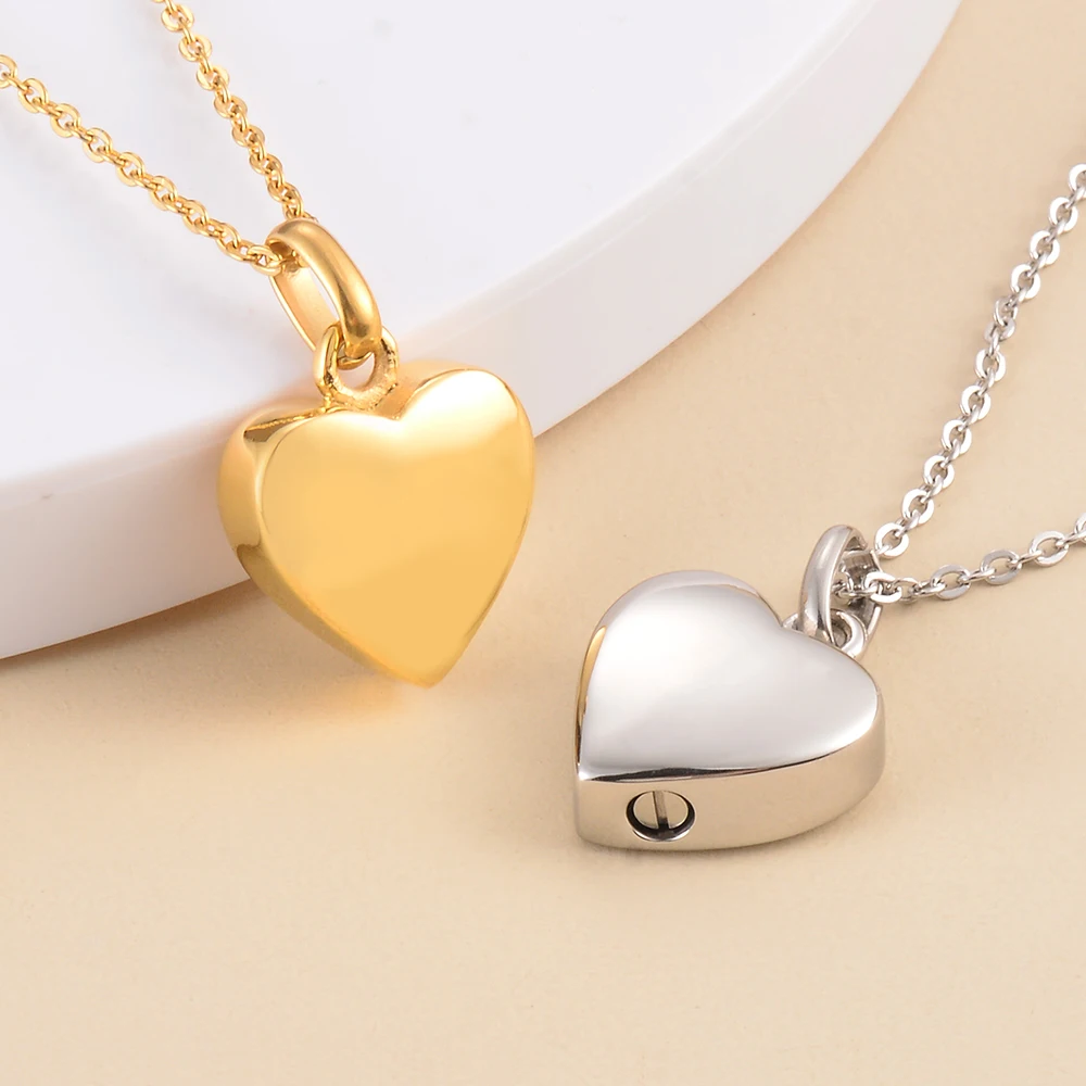 Heart Locket Pendant Necklace Stainless Steel Cremation Jewelry for Ashes Holder Free 20 Inch Chain+Fill Kit