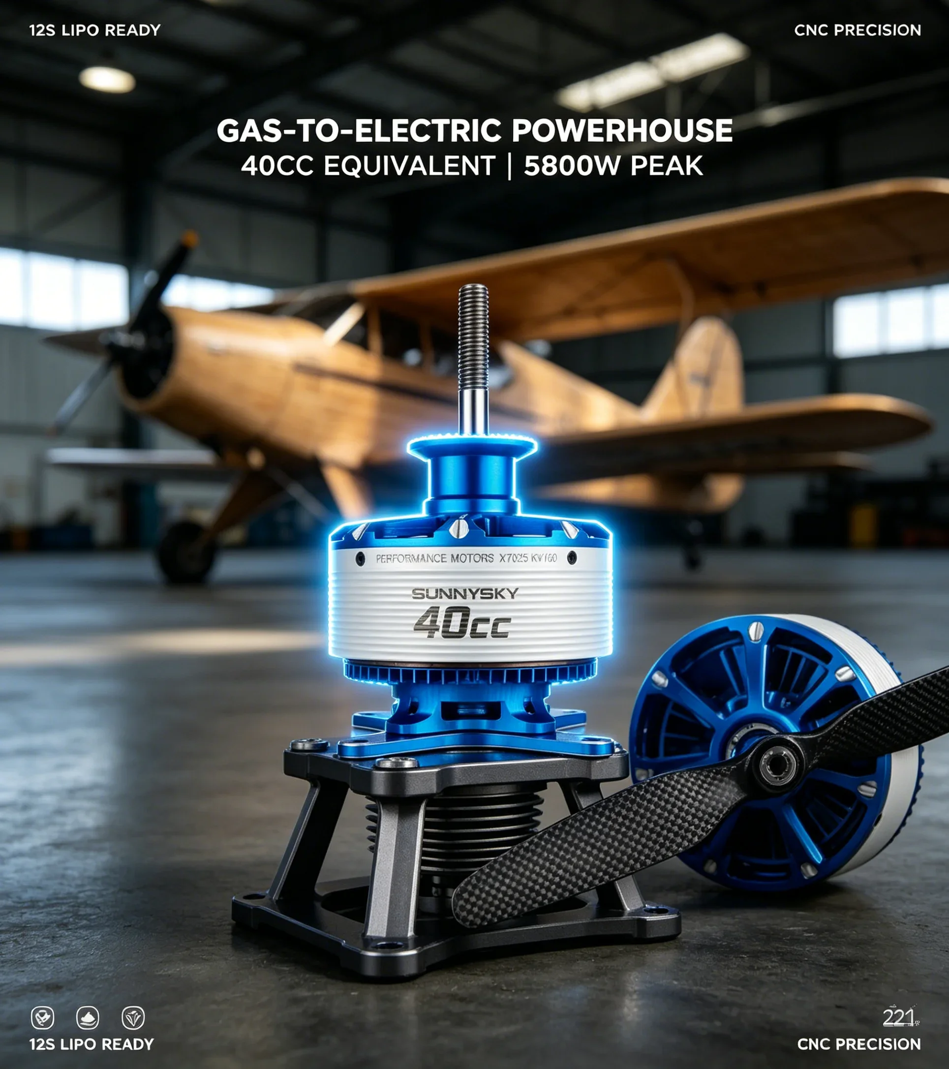SkyDElHigh Performance Brushless Motor SunnySky X7025 V3 190KV 210KV 40CC Equivalent for RC Airplane Fixed Wing Aerobatic Aircra