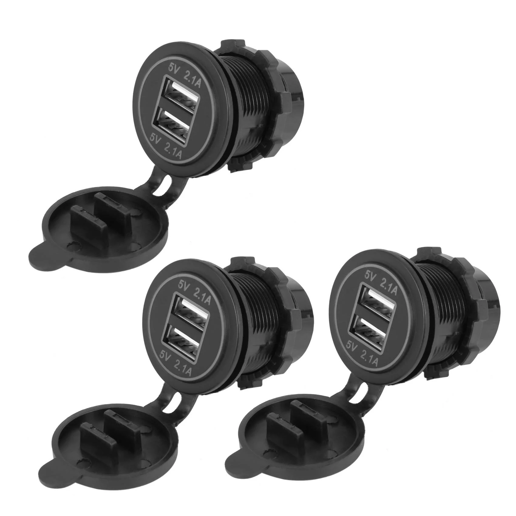 

3X 5V 4.2A Dual 2USB Charger Socket Adapter Power Outlet for 12V 24V Car Motorcycle(Blue)