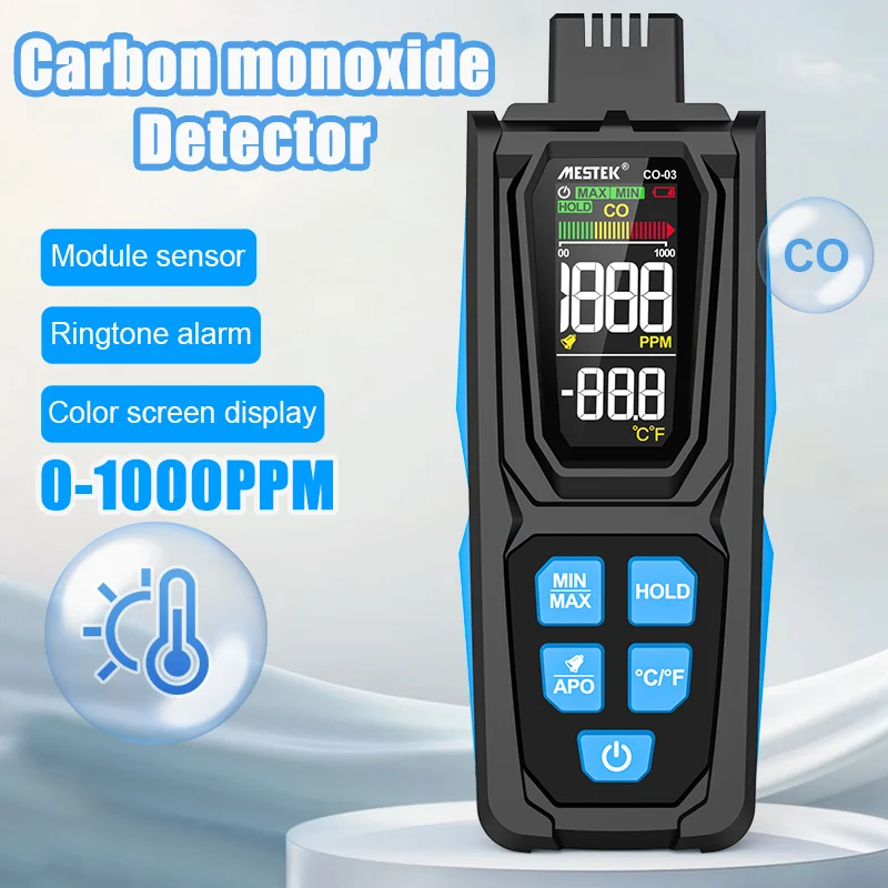 CO-03 Handheld Carbon Monoxide Detector Accurate Detection 1000ppm CO Meter Sound and Light Alarm High Precision CO Gas Tester