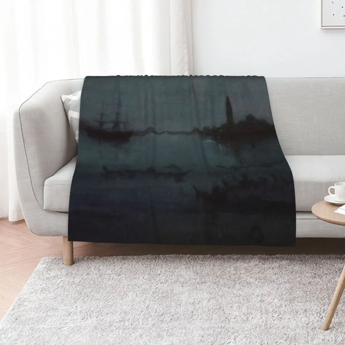 Nocturne in Blue and Silver - The Lagoon, Venice by James McNeill Whistler Throw Blanket Sofas Soft Plush Plaid Heavy Blankets