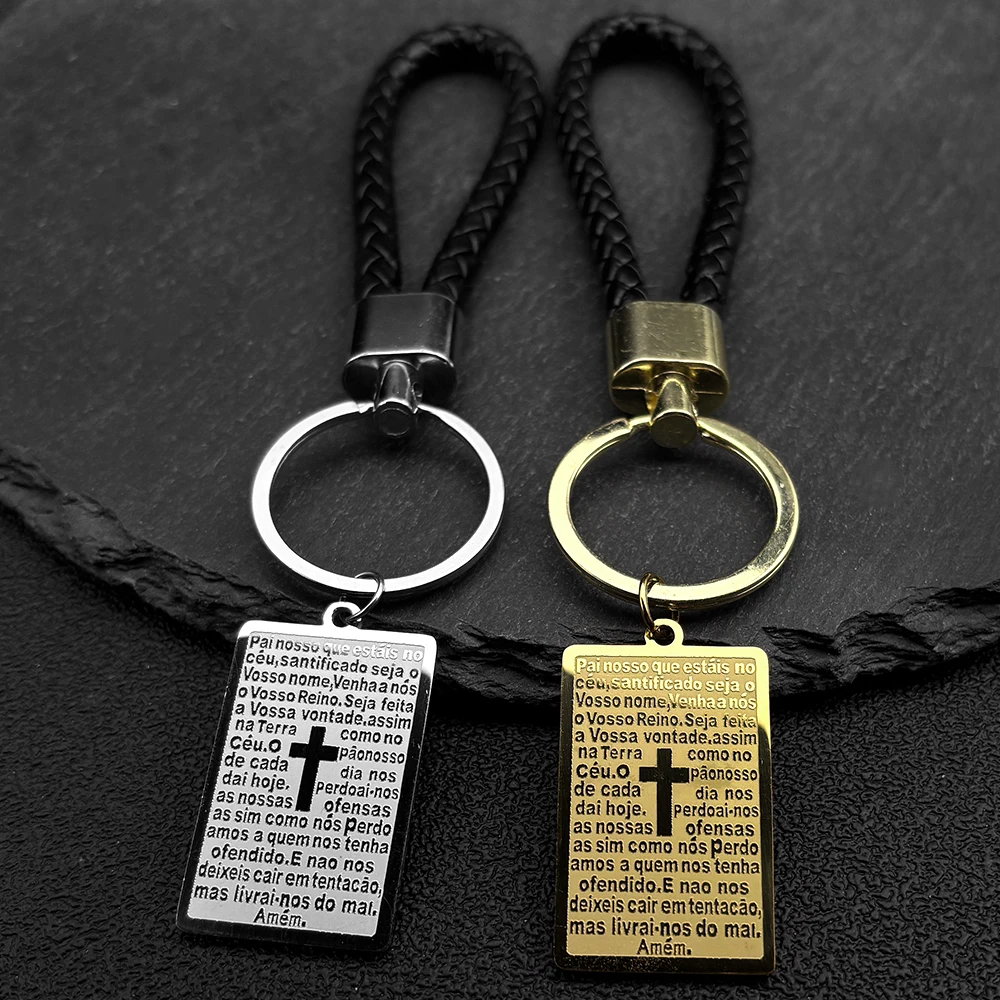 

Jesus Christian Cross Keychain for Women Men Stainless Steel Gold Color Religious Beliefs Crucifix Key Chain Jewelry