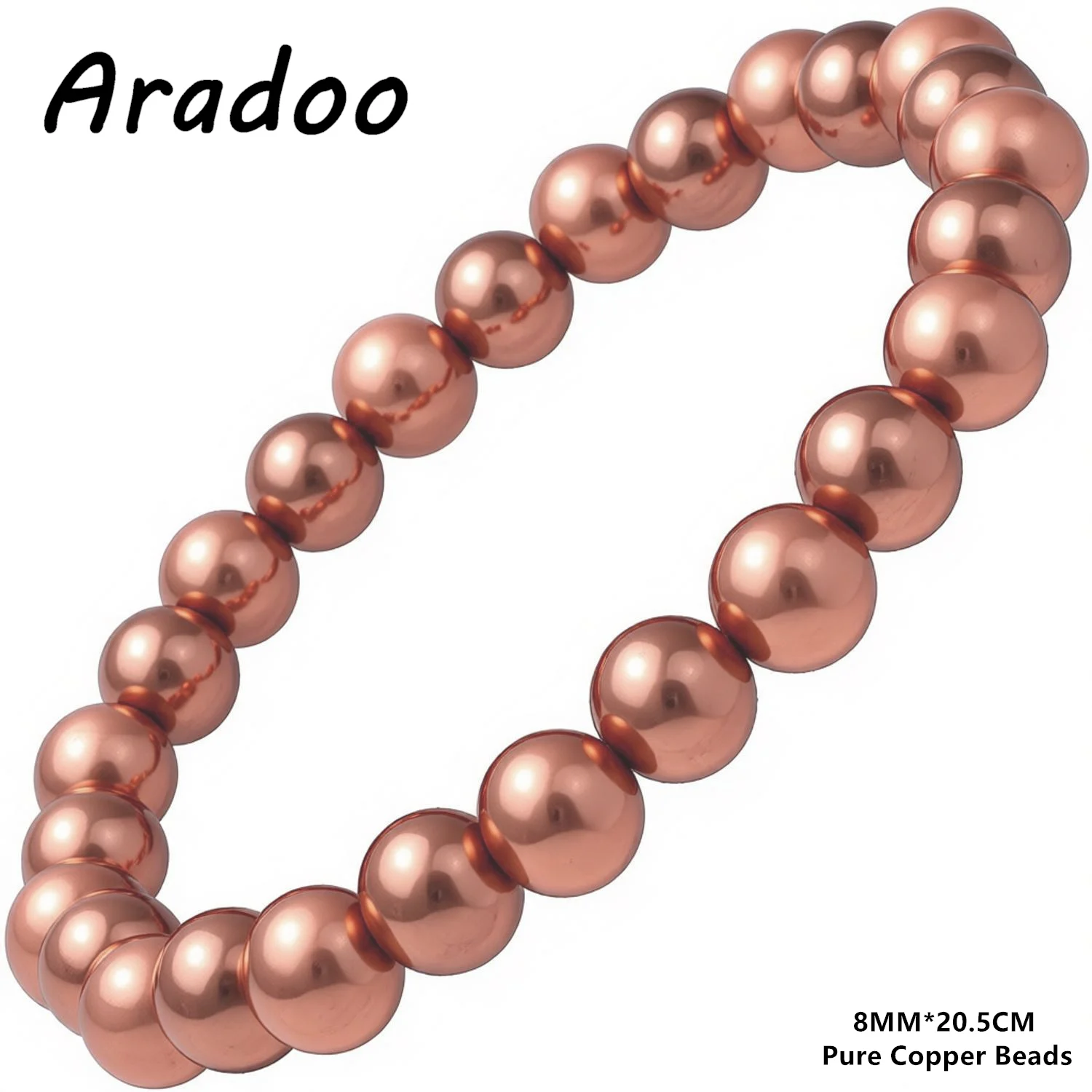 ARADOO Armband aus reinem Kupfer mit Perlen für Damen und Herren, Schmuck, Geschenke