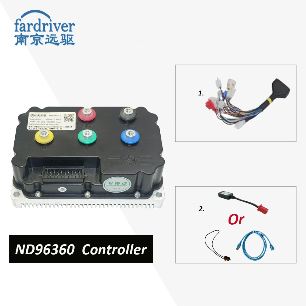 Fardriver Controller ND96360 96V 360A Heat Sink Bluetooth For 3KW Sine Wave Electric Scooter Debugging Programming Controller
