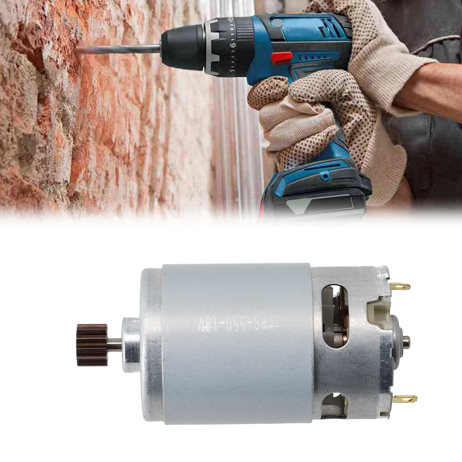 Высококачественная замена двигателя, диаметр шестерни 10 мм, 12 зубьев, запасные части GSR1800-LI, металлический материал, серебристый и черный