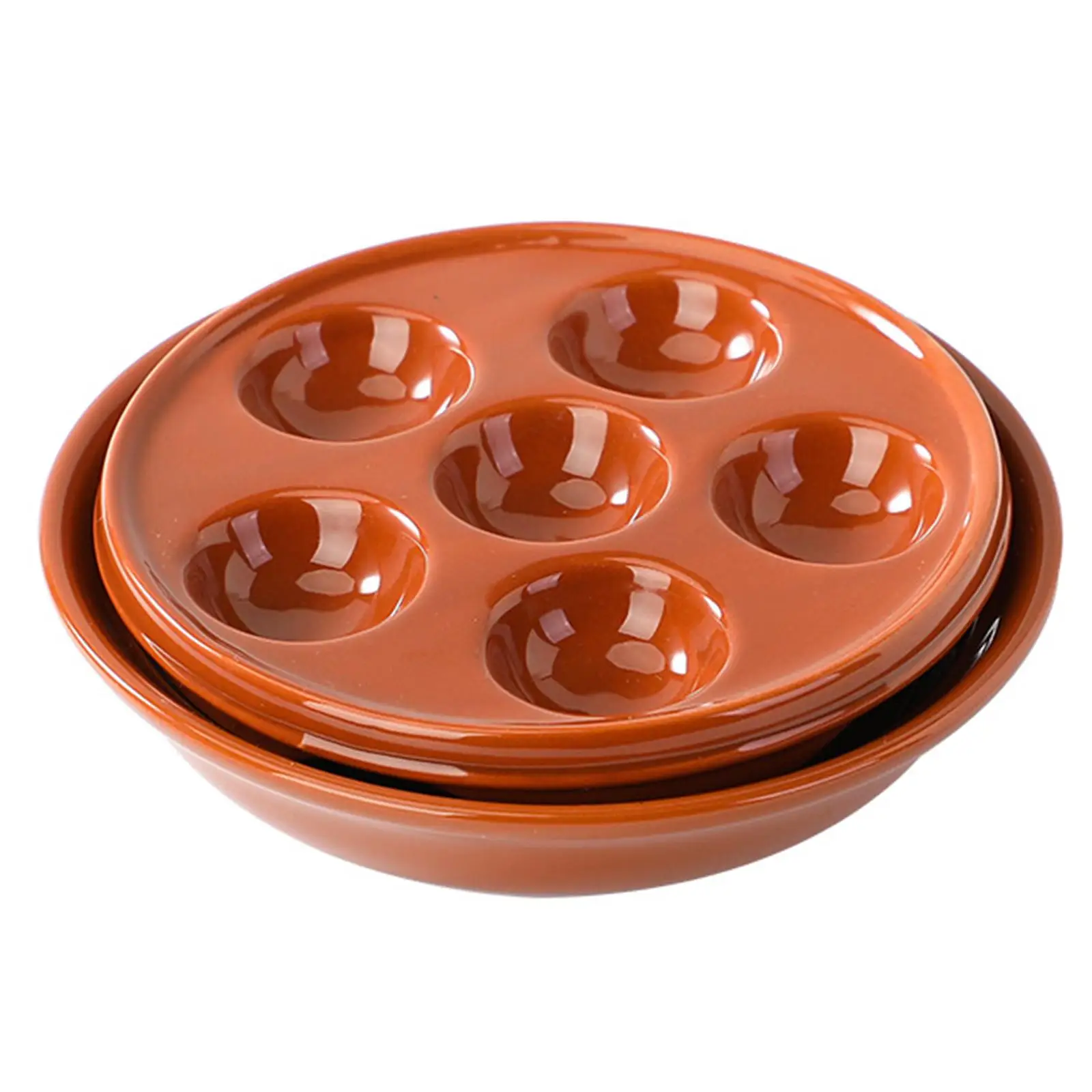 Placas de concha de cerâmica com 6 furos Prático assado Ferramenta de servir frutos do mar Prato de escargot Utensílios de cozinha para piquenique