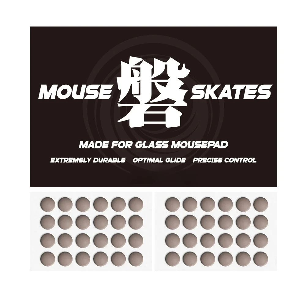 Mouse Skates 48 Dots Universal for Glass Mousepads,8mm,High Durability, Low Noise, Curved Edge, IWA, Khaki