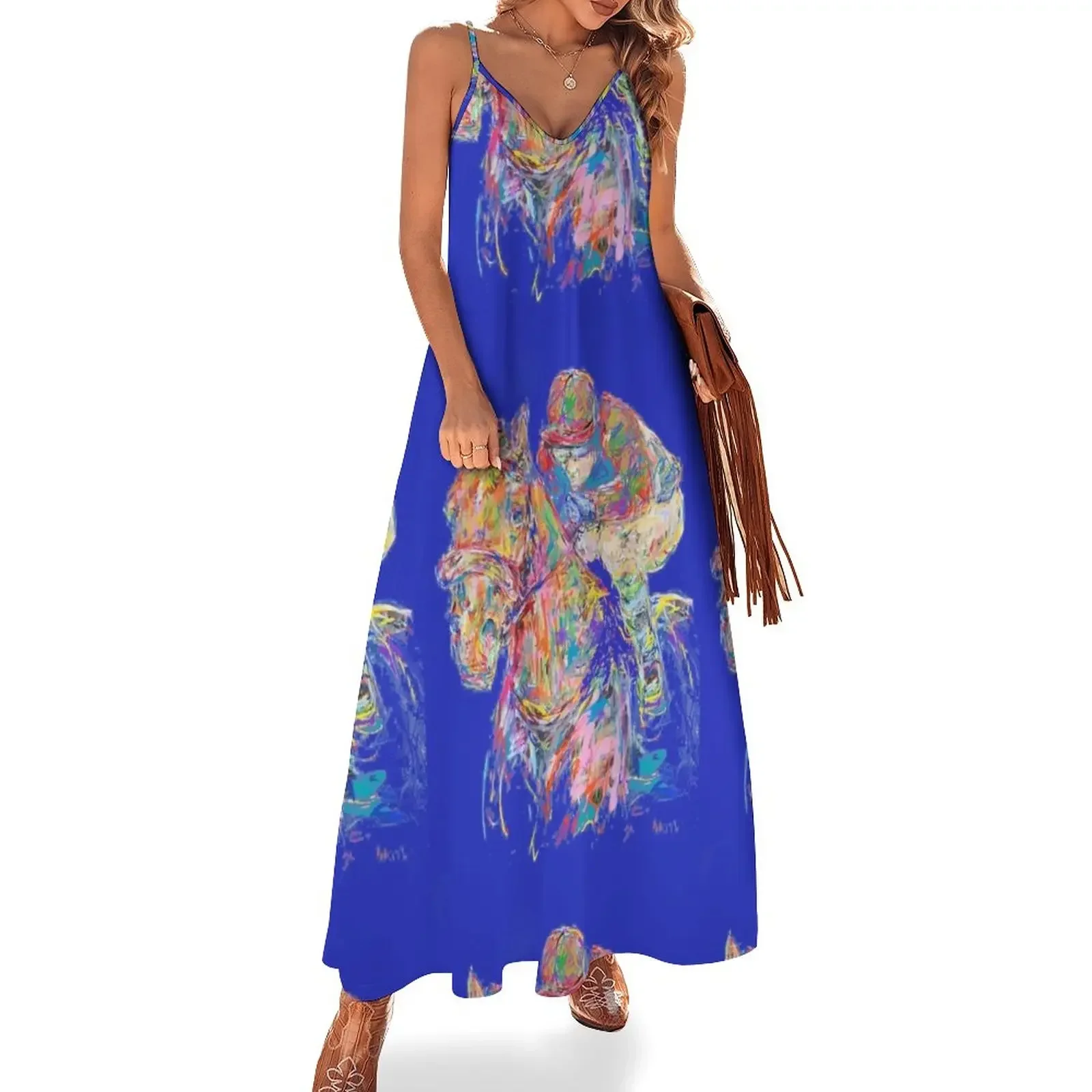 

Blue rider Sleeveless Dress birthday dresses for women dresses summer Dress