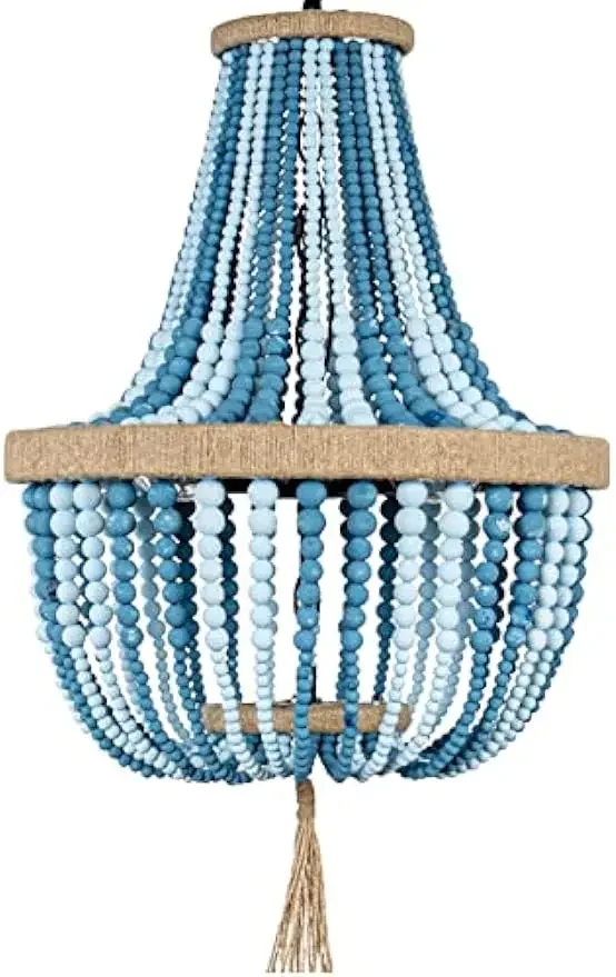 

YECTSKIFrench Chandelier, Grey Blue Wood Bead Chandelier,Transitional Rustic Chandelier,for Dining Room Kitchen Island Bedroom