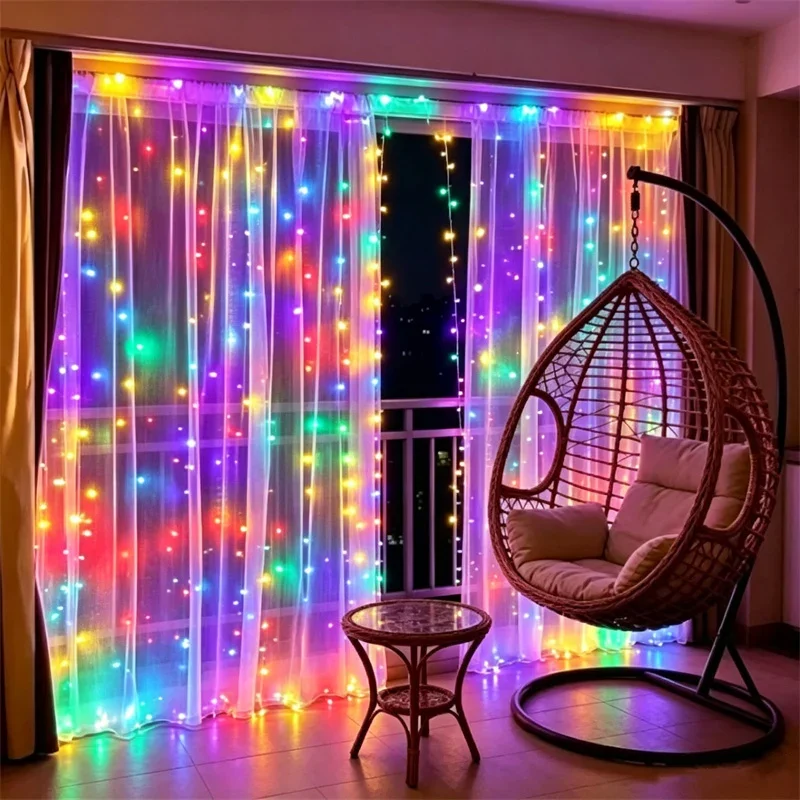 6m/4m/3m Curtain String Lights USB Plug 8 Lighting Modes LED Christmas Lights with Remote Control Indoor Fairy Garden Decoration