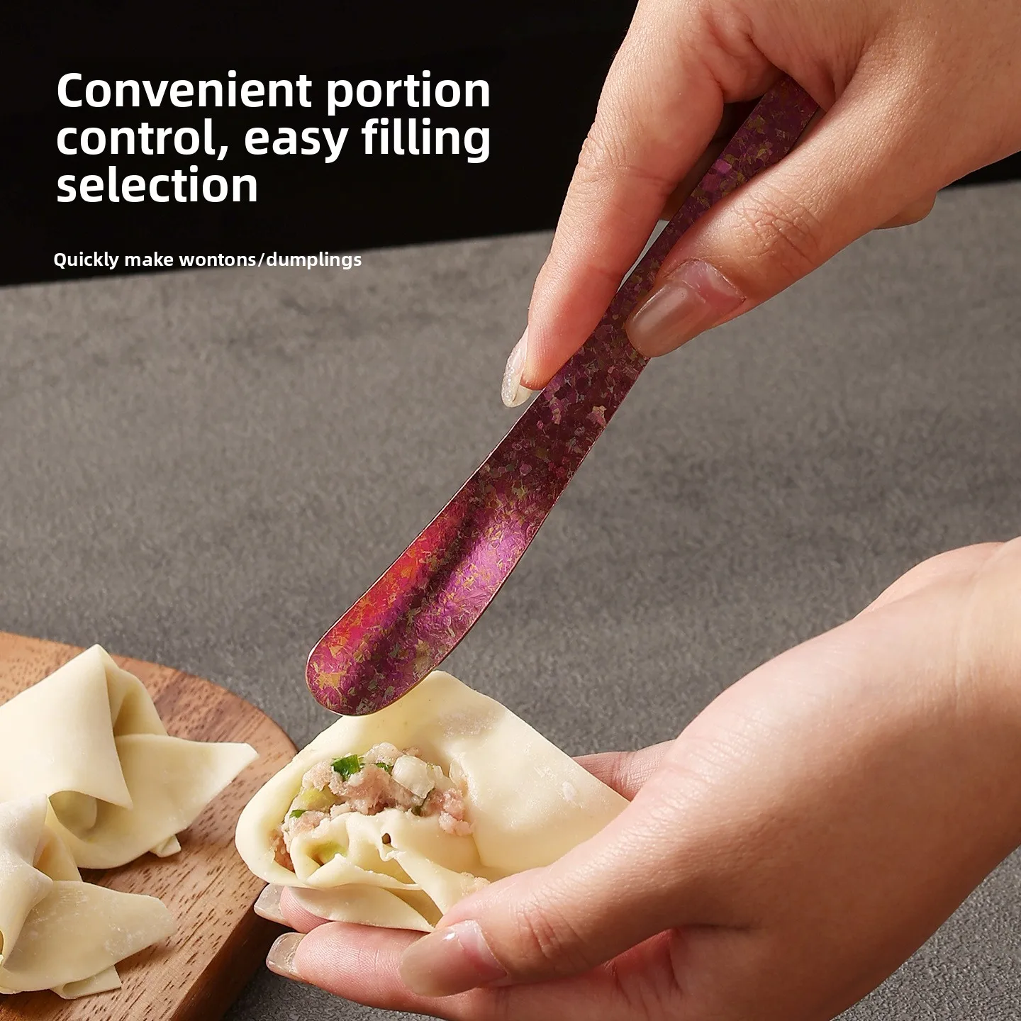 Pure Titanium Kitchen Tool Soup Spoon Dumpling Filling Scoop Multifunctional Kitchenware for Handling Dumpling Fillings