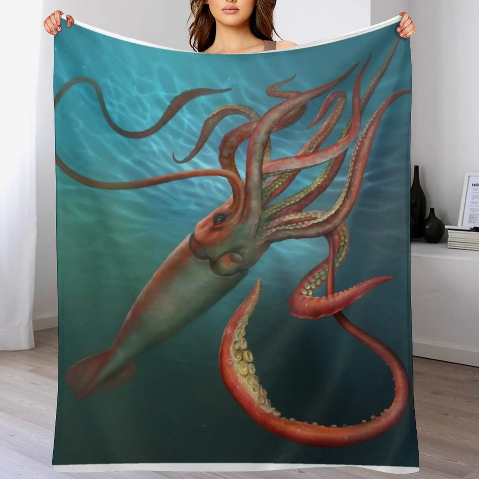 

Giant Squid Throw Blanket Bed linens Soft Plaid Blankets