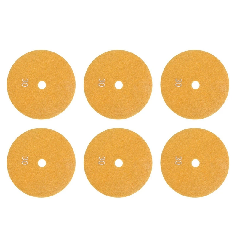 6Pcs 5 Inch 125Mm Wet Diamond Polishing Pads Marble Granite Grits 30