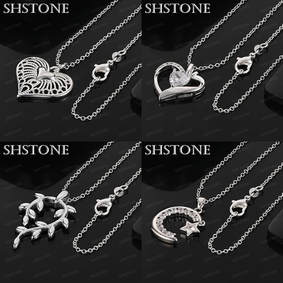 

Classic Zircon 925 Sterling Silver Moon Heart Leaf Pendant Necklace For Women Wedding Party Fashion Luxury Jewelry Accessories