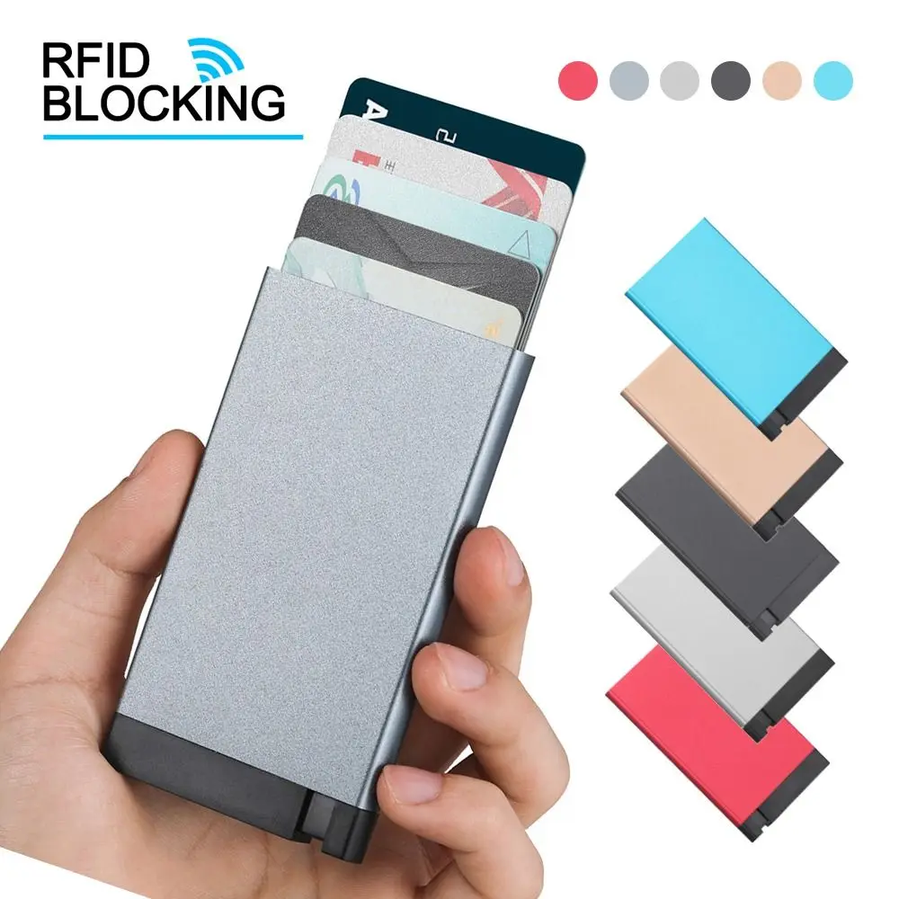 Aluminum Alloy Credit Card Holder Automatic Pop Up RFID Card Case Anti-theft Wallet Anti-magnetic ID Card Protector Purse