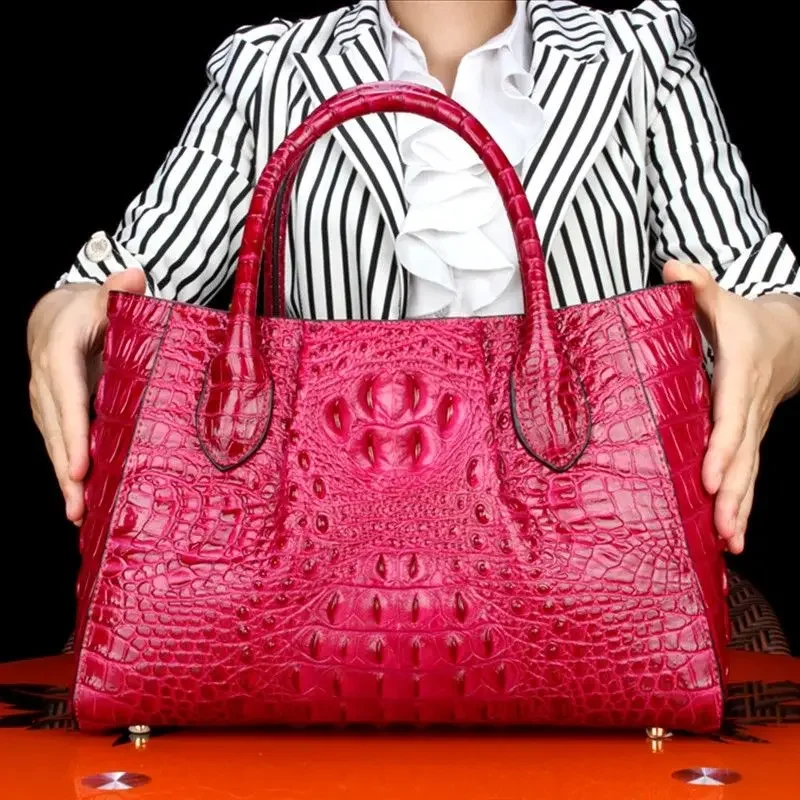 Nowe mody torebki damskie ze skóry aligatora europejski projektant skóra bydlęca oryginalne skórzane torby na ramię kobieta marka luksusowa torba Crossbody — zdjęcie 7