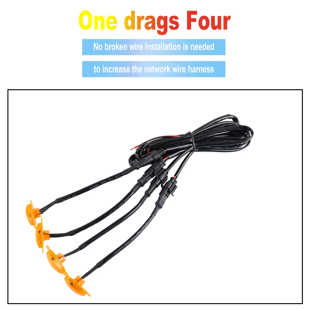 4PCS Car Light LED Front Grille Light Running Lights For GMC Sierra 1500 2019-2021 Car Accessories