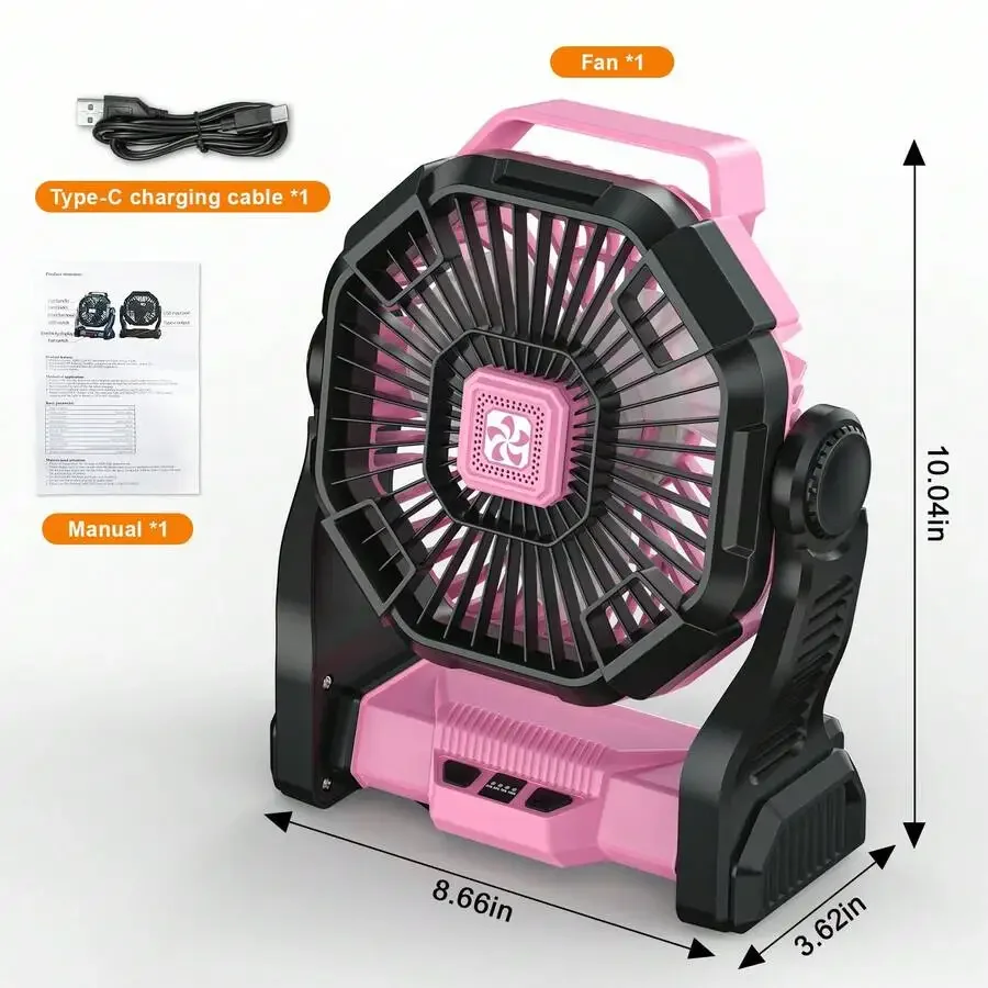 Draagbare led campinglantaarn met ventilator met 4 snelheden_voghion.com