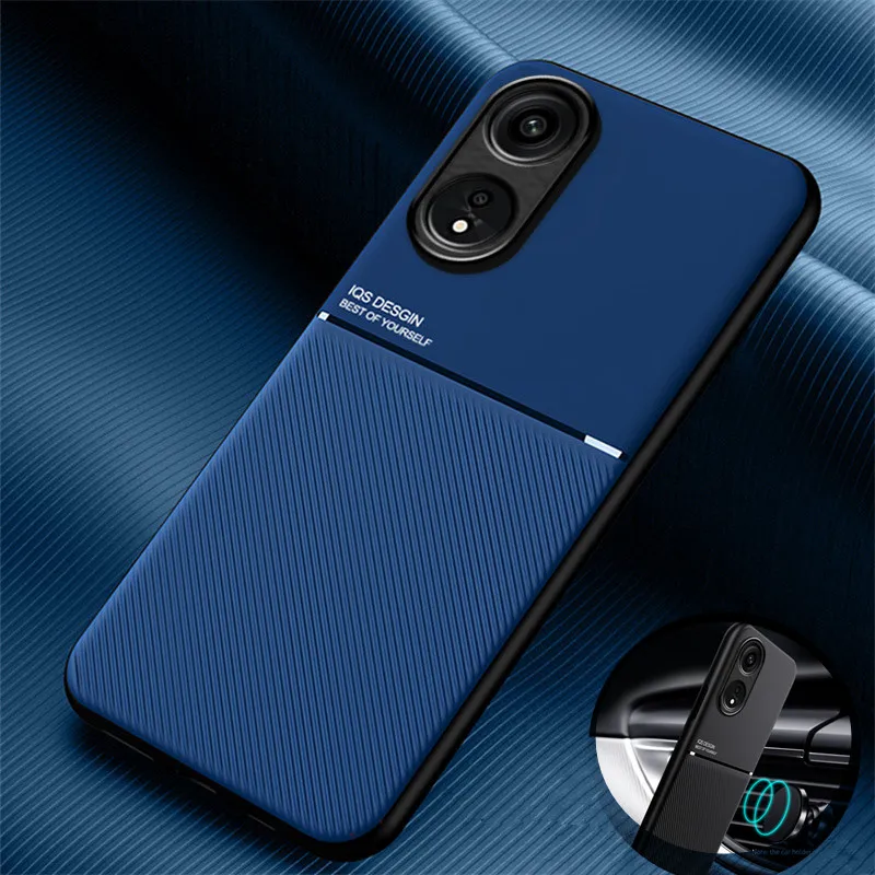 For OPPO Reno8 T 5G CPH2505 Case Leather Texure Magnetic Car Holder Back Cover For Oppo Reno8 T Reno 8T 4G CPH2481 Phone Cases