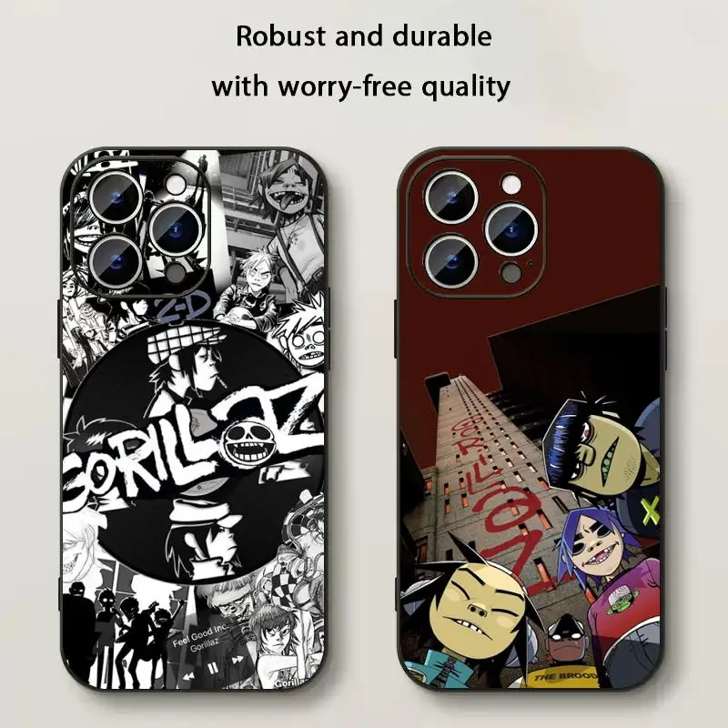 GorillazS крутой браслет модный дизайн чехол для телефона для iPhone 17 16 16e 15 14 13 12 Plus Mini Pro Max мягкий черный противоударный чехол