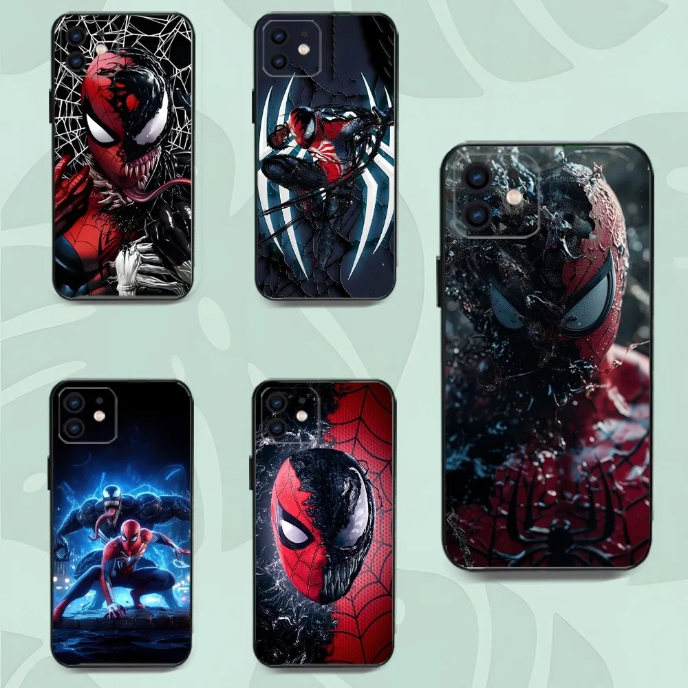 V-Venom Vs S-Spider-Man Phone Case For Iphone 15 11 13 14 Pro Max 7 8 Plus X Xr Xs Max Se2020 12mini Cover Case