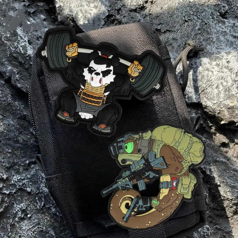 Tactical Chameleon Morale Armband Badge on Backpack PVC Animal Hook&Loop Shoulder Patch Panda Legion Military Patches for Cloth