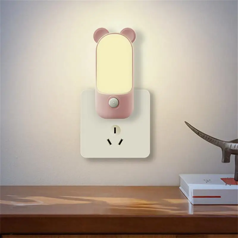 Mini Cute Night Light LED Plug-In Portable Socket Book Lights Bedside Sleep Lamps Home Kitchen Decoration Light Manual Switch