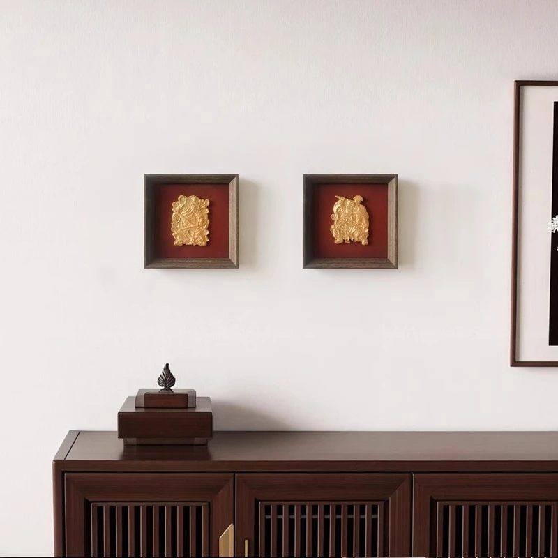 

Solid wood national style new Chinese concrete three-dimensional relief decorative painting national style hanging painting livi