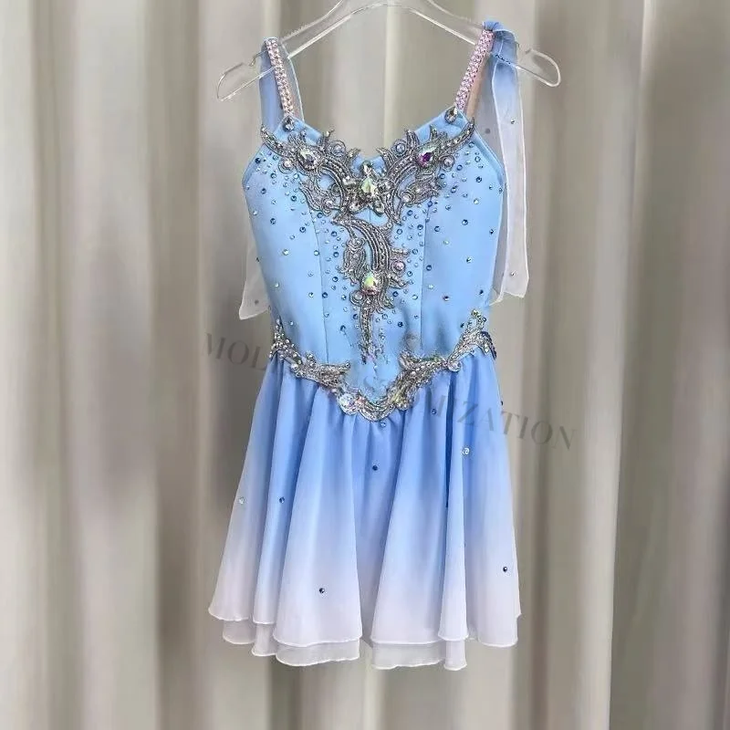 

High-end custom blue gradient ballet cupid magic talisman variation competition performance skirt adult and child