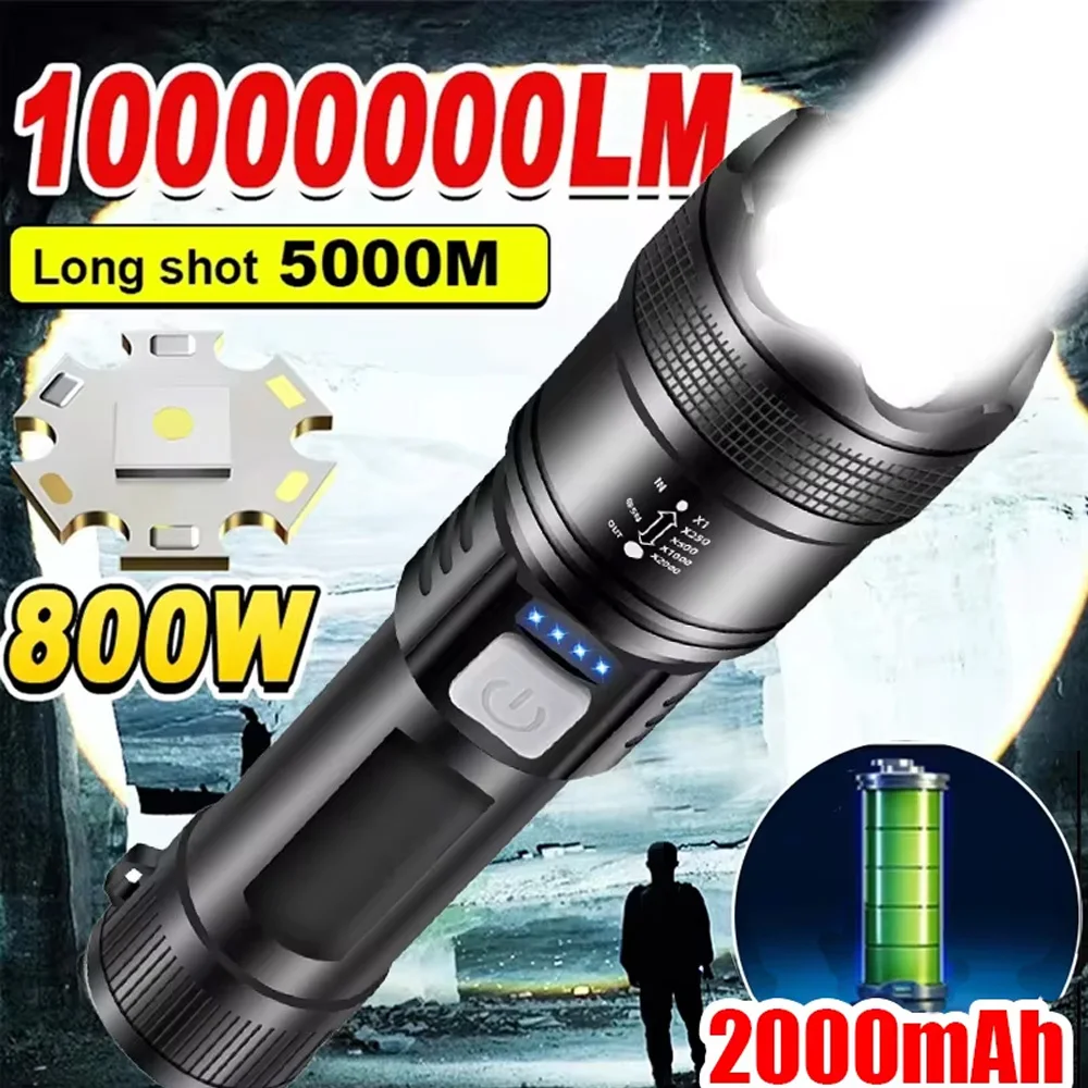 Portable Rechargeable LED Flashlights High Power Military Tactical Flashlight With Sidelight Torch Outdoor Camping Fishing Lamp