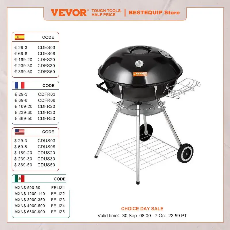 VEVOR Outdoor BBQ Portable Grill Apple Shape Charcoal Grilled Barbecue Heating Stove Multifunction Camping Picnic BBQ Oven