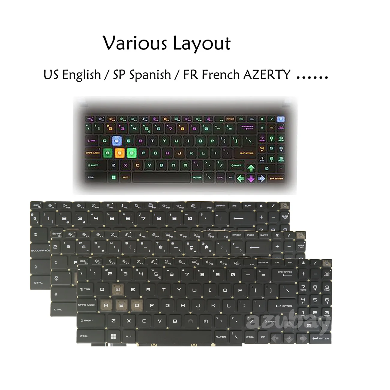 Per-Key RGB Backlit Laptop Keyboard For MSI Vector GP68 GP68HX 13VF 13VG 13VI 13VH 12VH 12VI US English French AZERTY Spanish