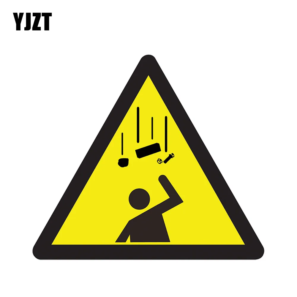 YJZT 13*11.5CM Danger Caution Falling Objects Car Sticker PVC Accessories