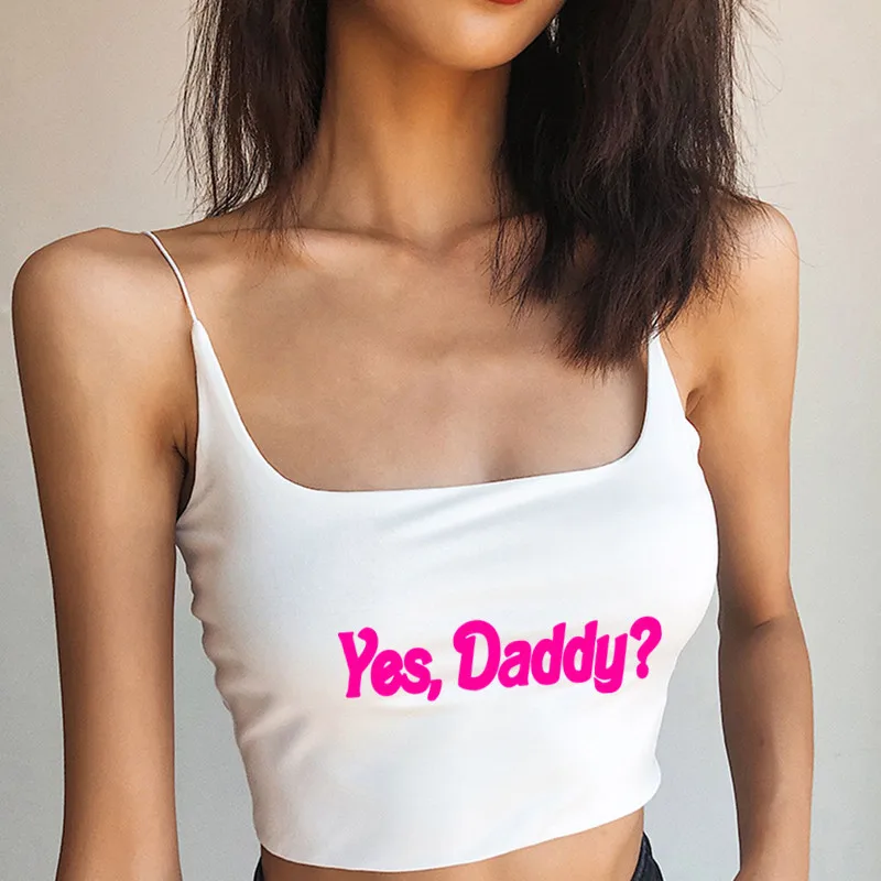 YES DADDY Sexy Square Neck Camis for Women Fitted Seamless Cropped Tank Cute Crop Tops Double Lined Can Be Wear Without Bra